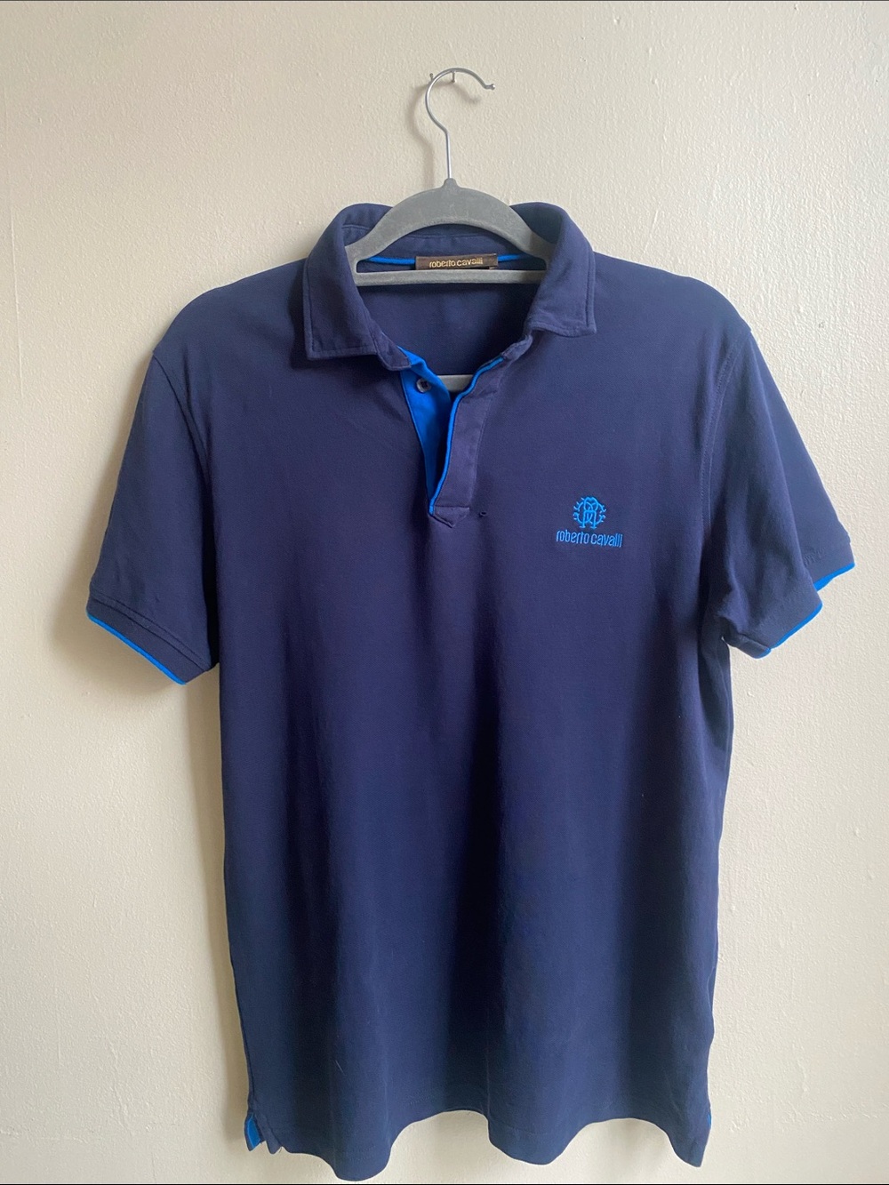 Roberto Cavalli Navy Polo with Bright Blue Accents